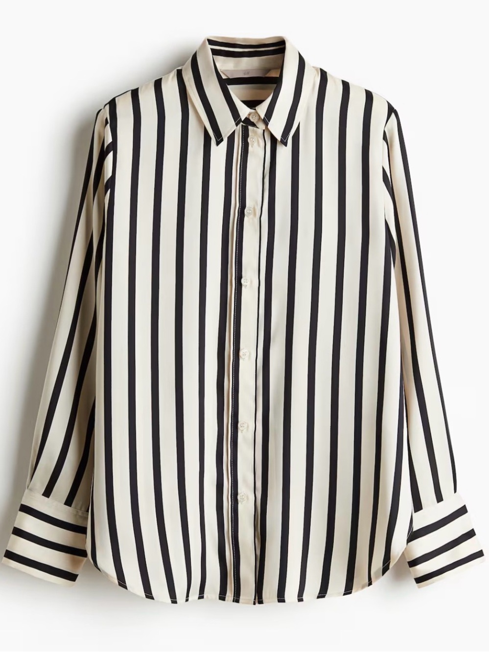 H&M Black and Cream Vertical Stripe Dress Shirt Size XL